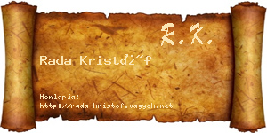 Rada Kristóf névjegykártya